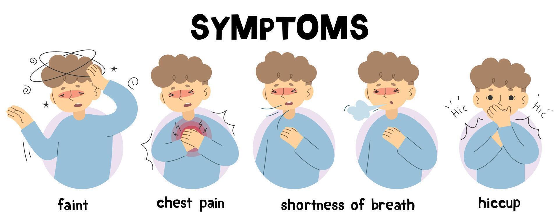 Symptome 11 auf ein Weiß Hintergrund, Vektor Illustration.
