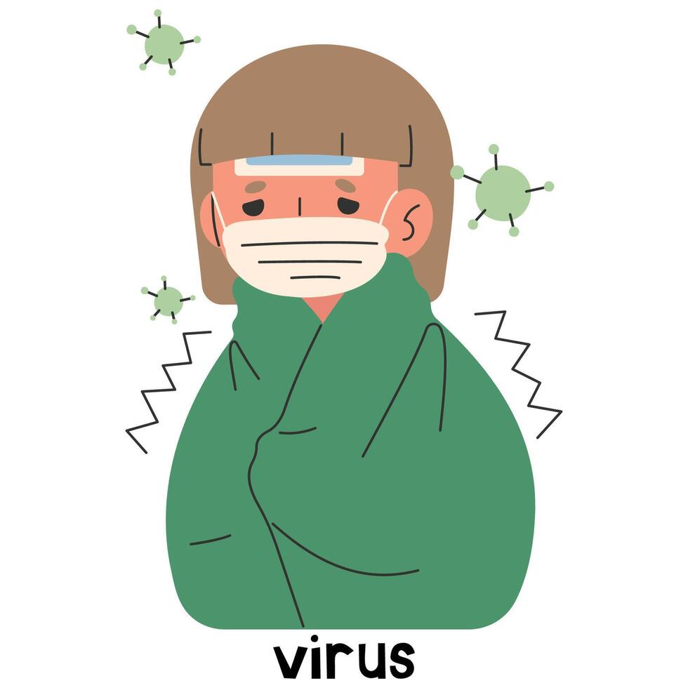 virus 5 söt på en vit bakgrund, vektor illustration.