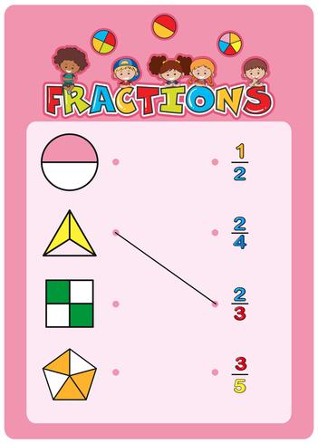 Ein mathematisches Fraktionsarbeitsblatt vektor