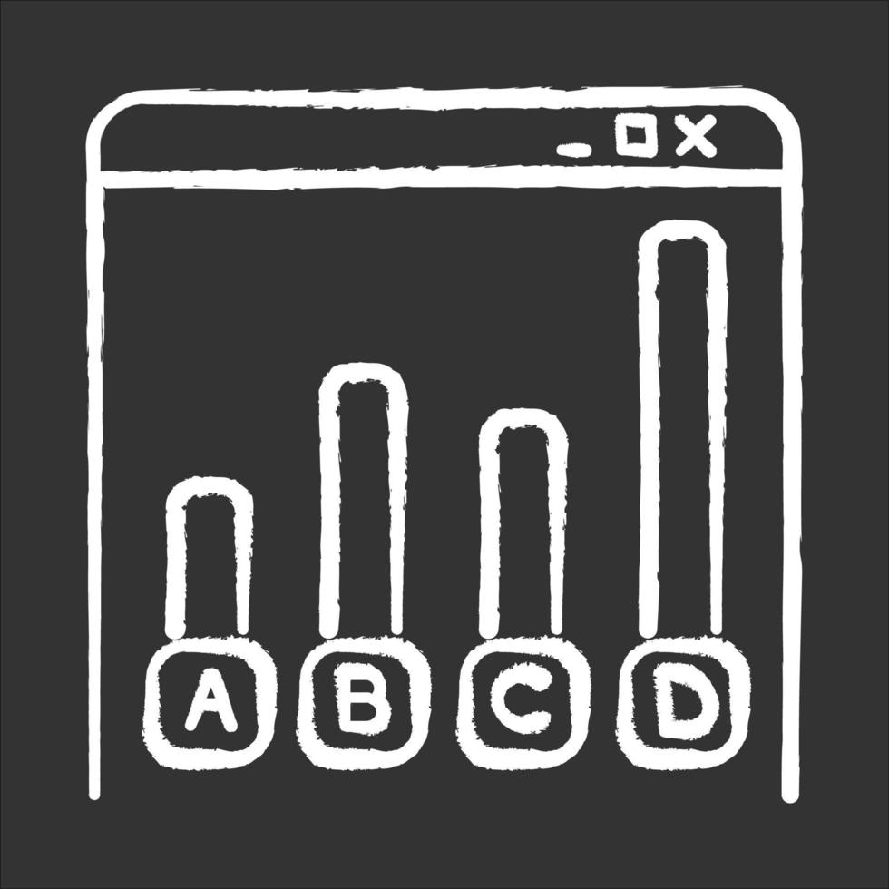 online undersökning krita ikon. statistikanalys. webbdiagram. internet graf. histogram ökning. informationsinsamling. dataforskning. digitala frågeformulär. diagram. isolerade svarta tavlan vektorillustration vektor