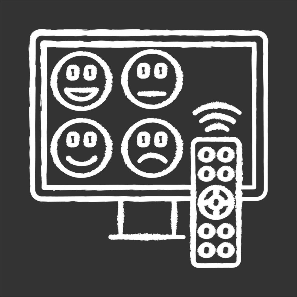 TV-Senderbewertungsumfrage Kreidesymbol. emotionale Meinung. Verbraucherbewertung. Sozialforschung. Kundenzufriedenheit. Rückmeldung. Auswertung. Datensammlung. isolierte vektortafelillustration vektor