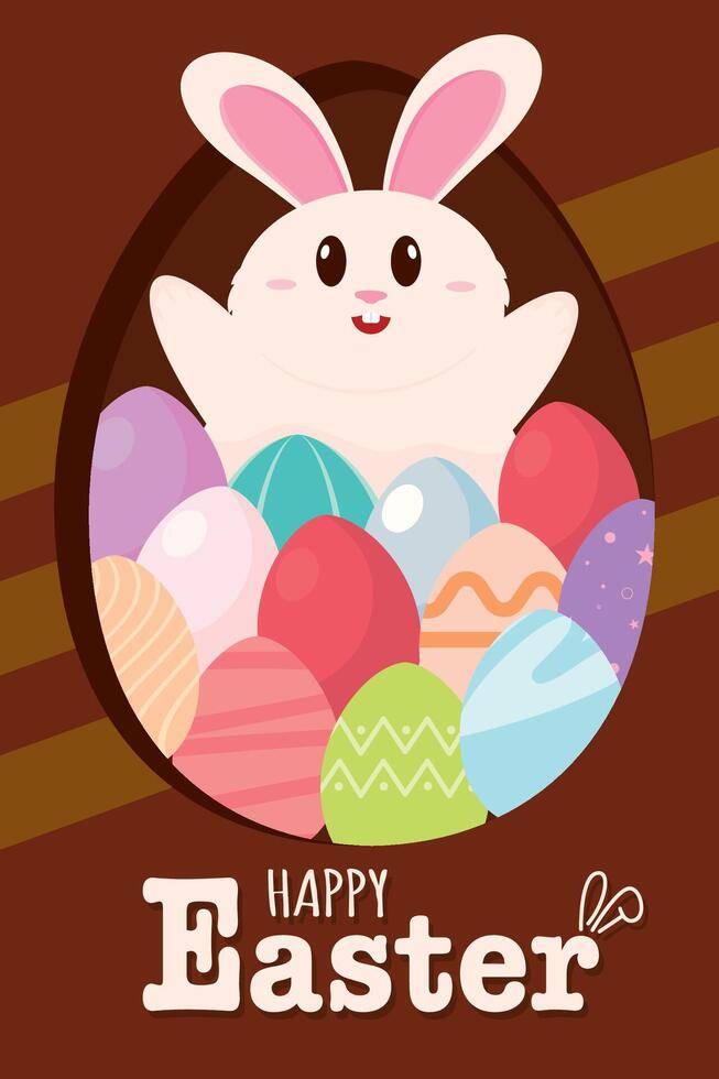 glücklich Ostern Karte süß Hase Vektor Illustration