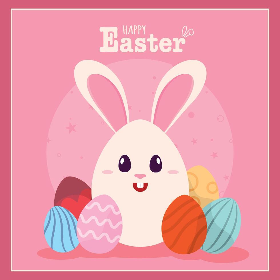 Lycklig påsk kort söt kanin vektor illustration