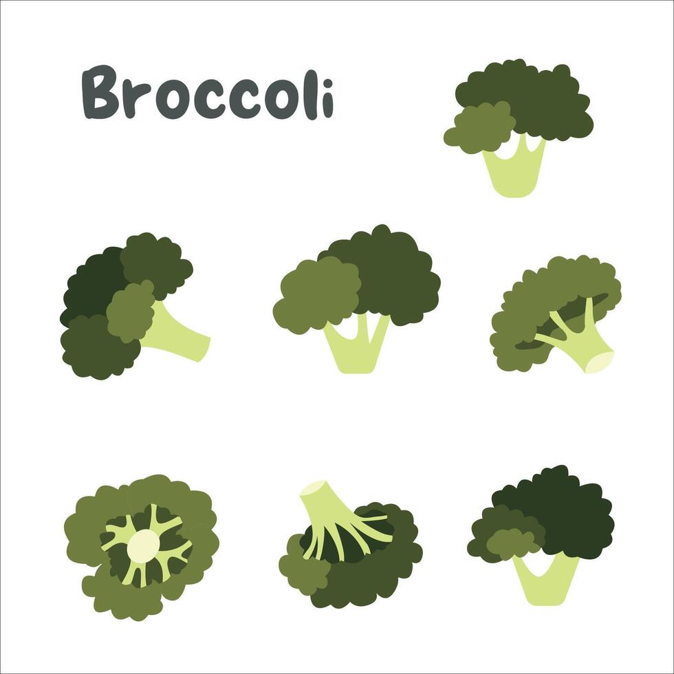 broccoli ikoner uppsättning med grön Färg vektor