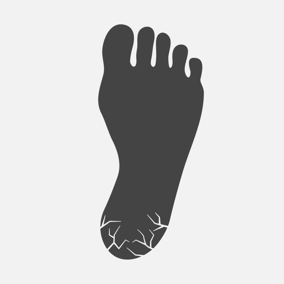 plantar Hyperkeratose schwarz Symbol Silhouette. Füße Verdickung von das äußere Schicht von das Haut. Vektor