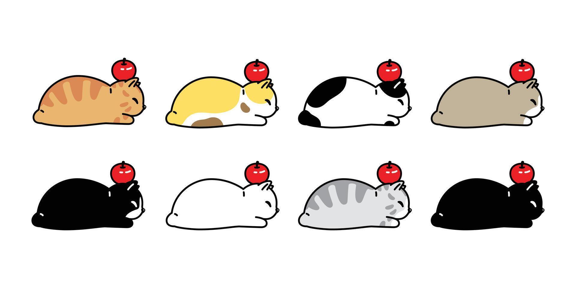 Katze Vektor Symbol Kattun Kätzchen Charakter Apfel Obst Karikatur Haustier Rasse Logo Symbol Illustration Tier Gekritzel Design