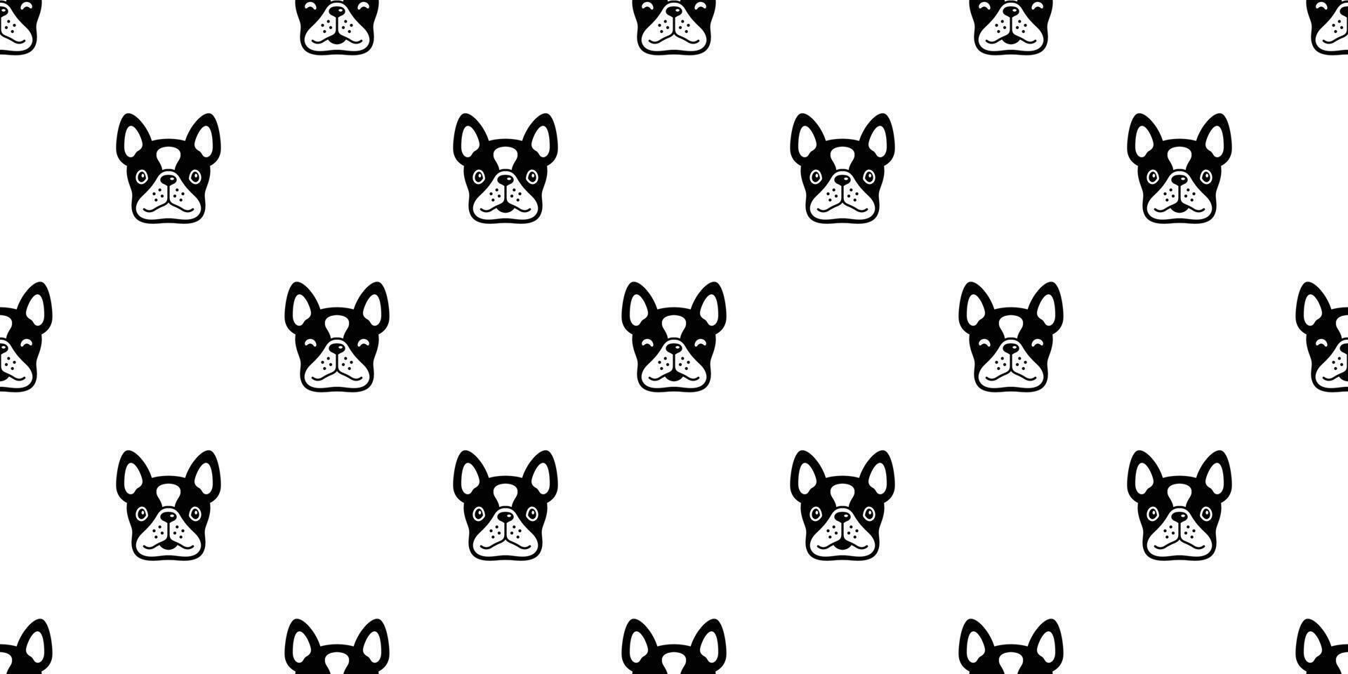 hund sömlös mönster franska bulldogg vektor ansikte huvud sällskapsdjur valp djur- scarf isolerat upprepa tapet bricka bakgrund tecknad serie illustration klotter design