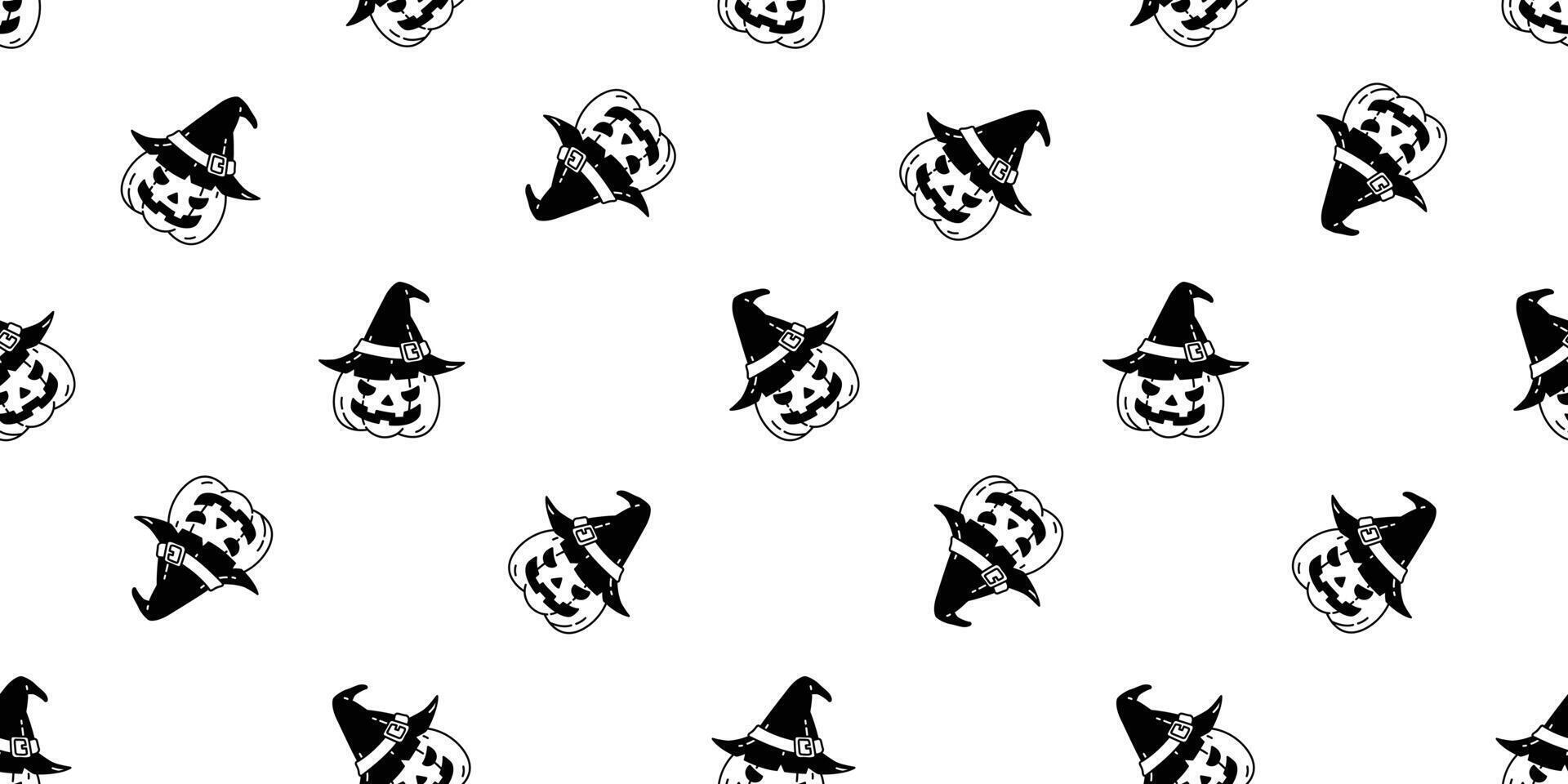 pumpa halloween sömlös mönster vektor häxa hatt spöke tecknad serie upprepa tapet scarf isolerat bricka bakgrund illustration ikon symbol klotter vit design