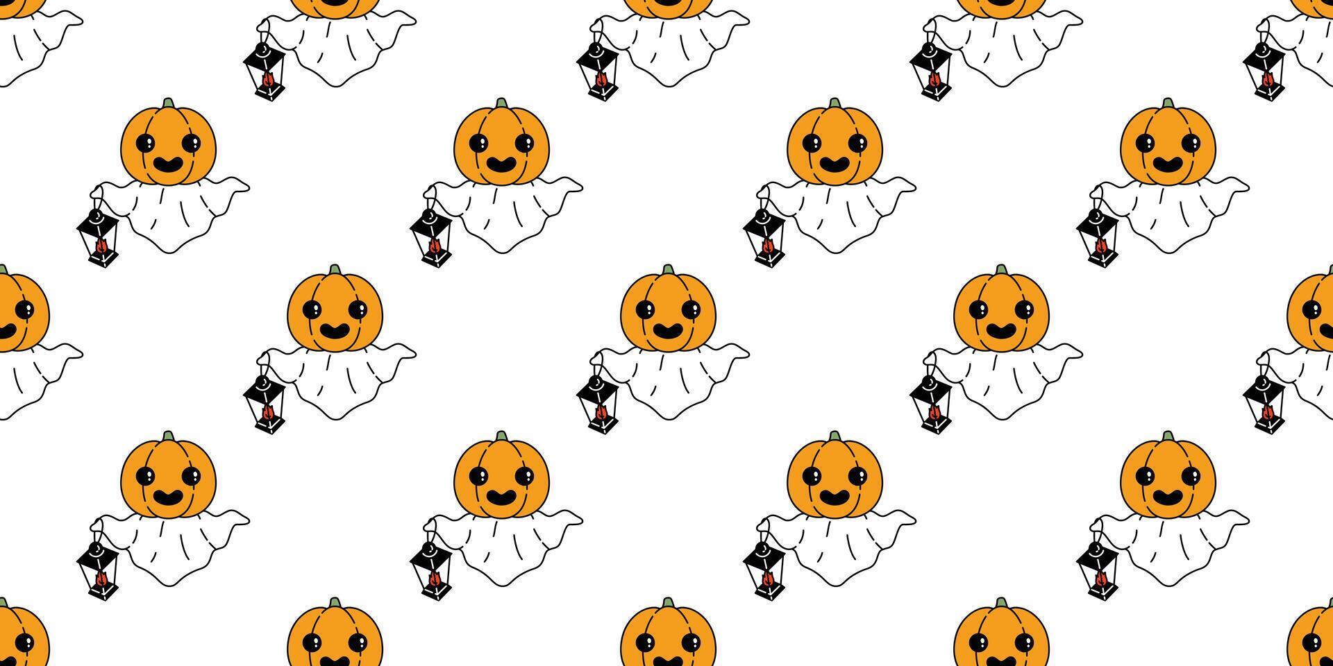 spöke sömlös mönster halloween läskigt pumpa lampa tecknad serie vektor scarf isolerat upprepa tapet bricka bakgrund jäkel ondska klotter gåva slå in papper illustration design