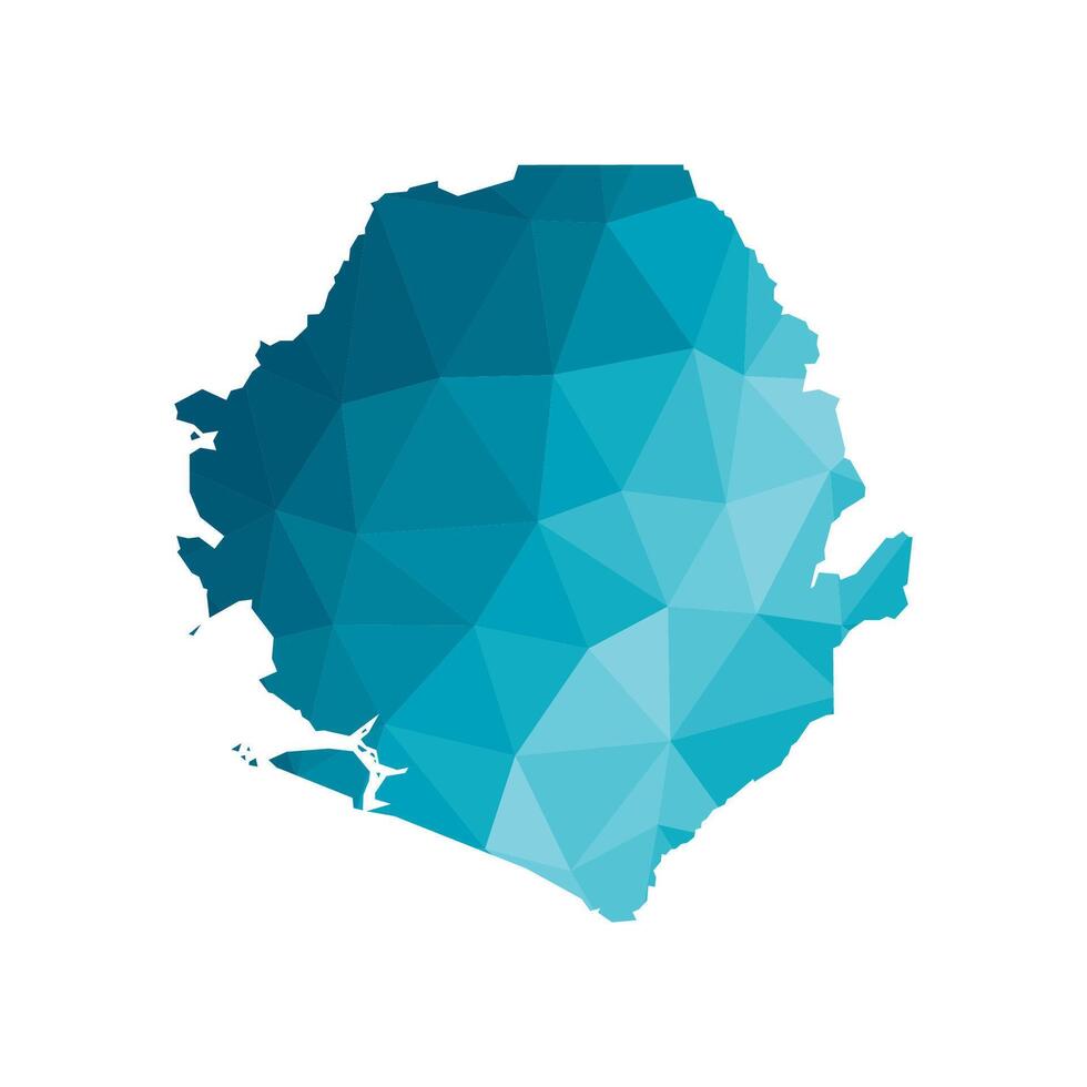 Vektor isoliert Illustration Symbol mit vereinfacht Blau Silhouette von Sierra leone Karte. polygonal geometrisch Stil, dreieckig Formen. Weiß Hintergrund.