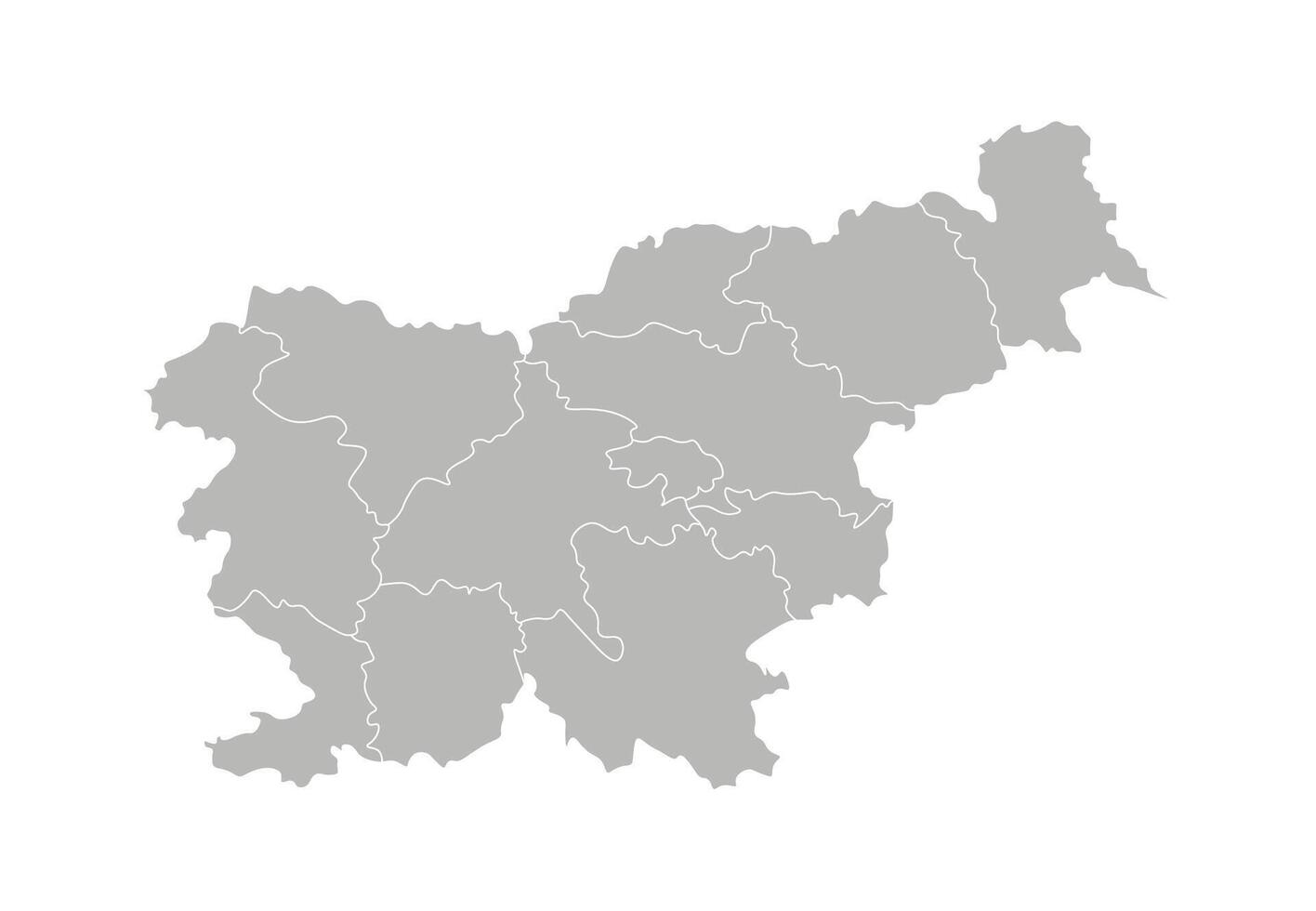 Vektor isoliert Illustration von vereinfacht administrative Karte von Slowenien. Grenzen von das Provinzen, Regionen. grau Silhouetten. Weiß Umriss.