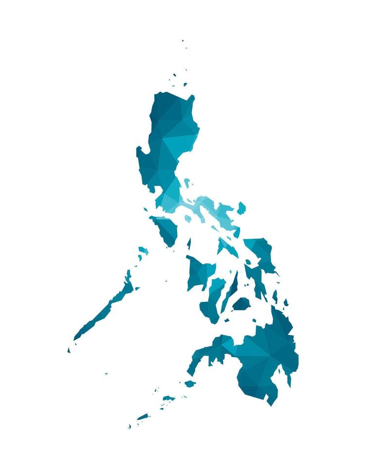 vektor isolerat illustration ikon med förenklad blå silhuett av republik av de filippinerna Karta. polygonal geometrisk stil, triangel- former. vit bakgrund.
