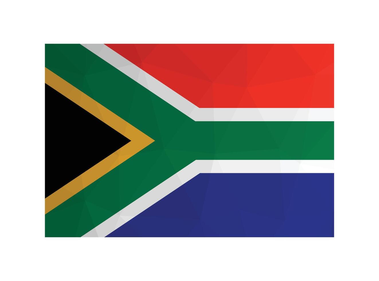 Vektor isoliert Illustration. National rsa Flagge. offiziell Symbol von Republik von Süd Afrika. kreativ Design im niedrig poly Stil mit dreieckig Formen. Gradient Wirkung.