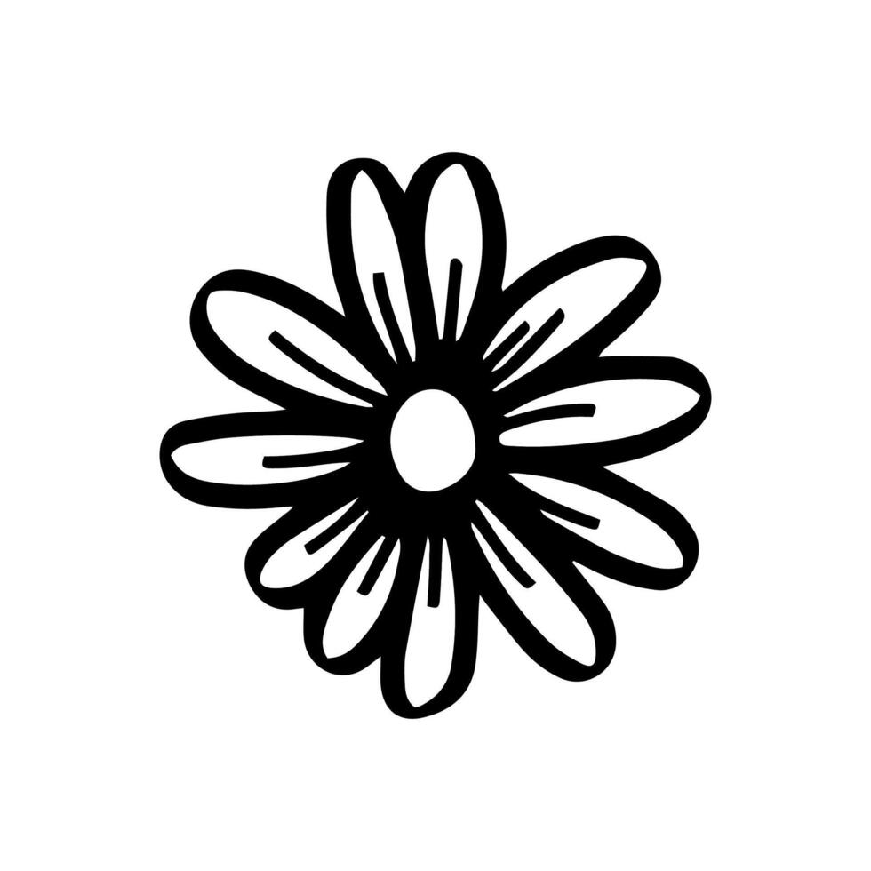 einfach Gekritzel Blume, schwarz und Weiß Tinte Stift Zeichnung. vektor