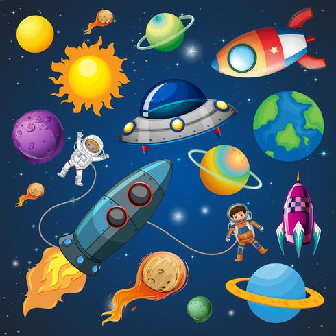 Astronaut Und Rakete Im Weltraum Download Kostenlos Vector Clipart Graphics Vektorgrafiken Und Design Vorlagen