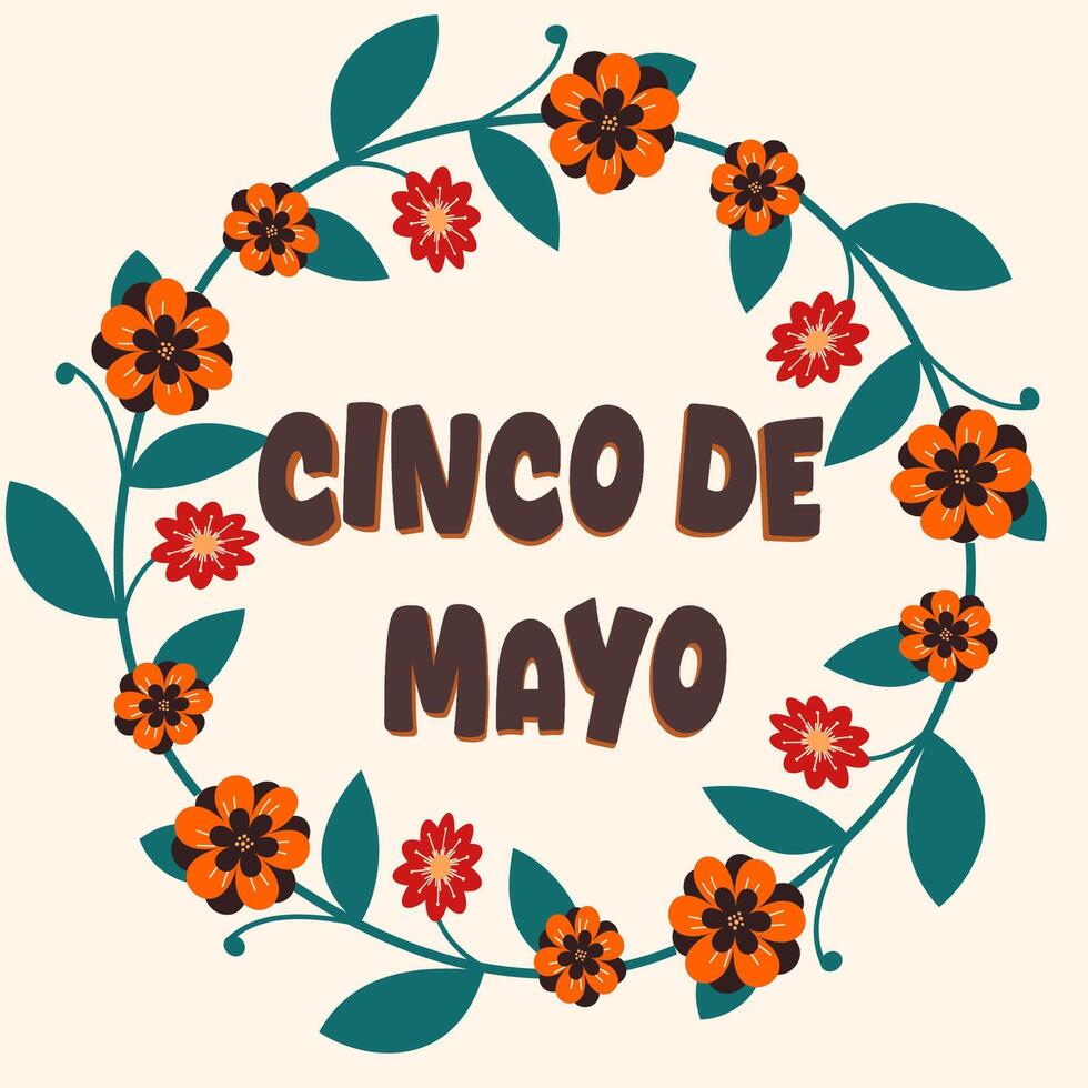 cinco de Mayo mit Blumen- Dekoration Illustration isoliert Hintergrund. cinco de Mayo Konzept Symbol. vektor