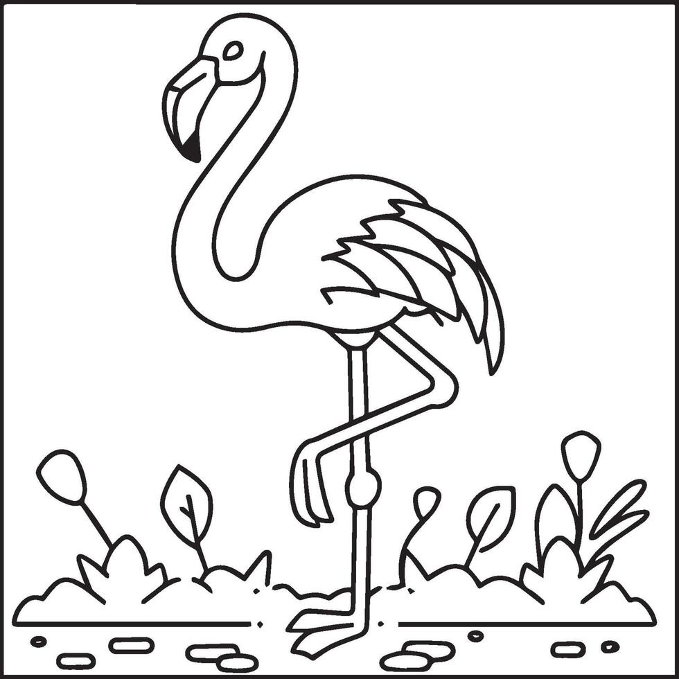 Flamingo Färbung Seiten. Flamingo Gliederung Vektor zum Färbung Buch