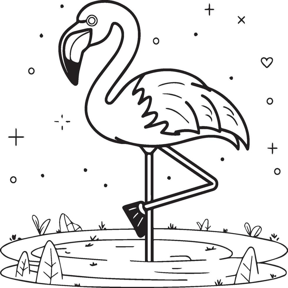 flamingo färg sidor. flamingo översikt vektor för färg bok