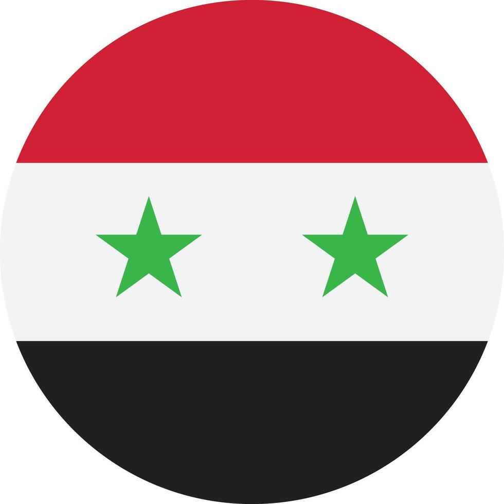 runda syrien flagga . cirkel flagga av syrien isolerat på vit bakgrund . vektor illustration