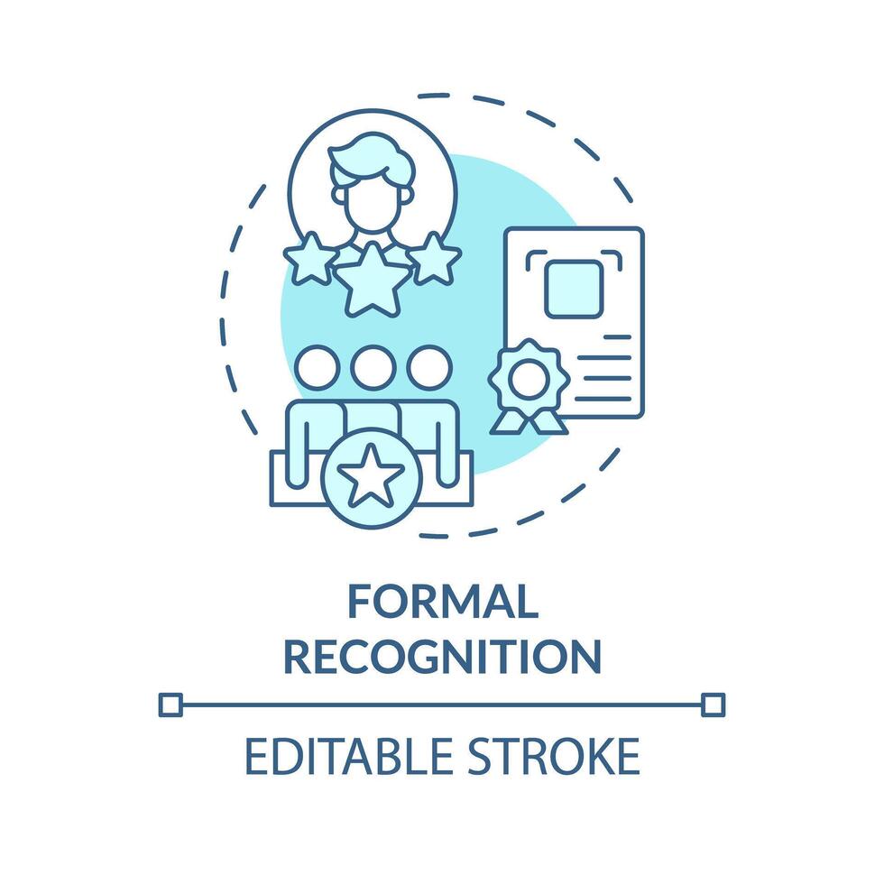 formell igenkännande mjuk blå begrepp ikon. anställd av de månad. prestationer uppskattning. framgångsrik team arbete. runda form linje illustration. abstrakt aning. grafisk design. lätt till använda sig av vektor