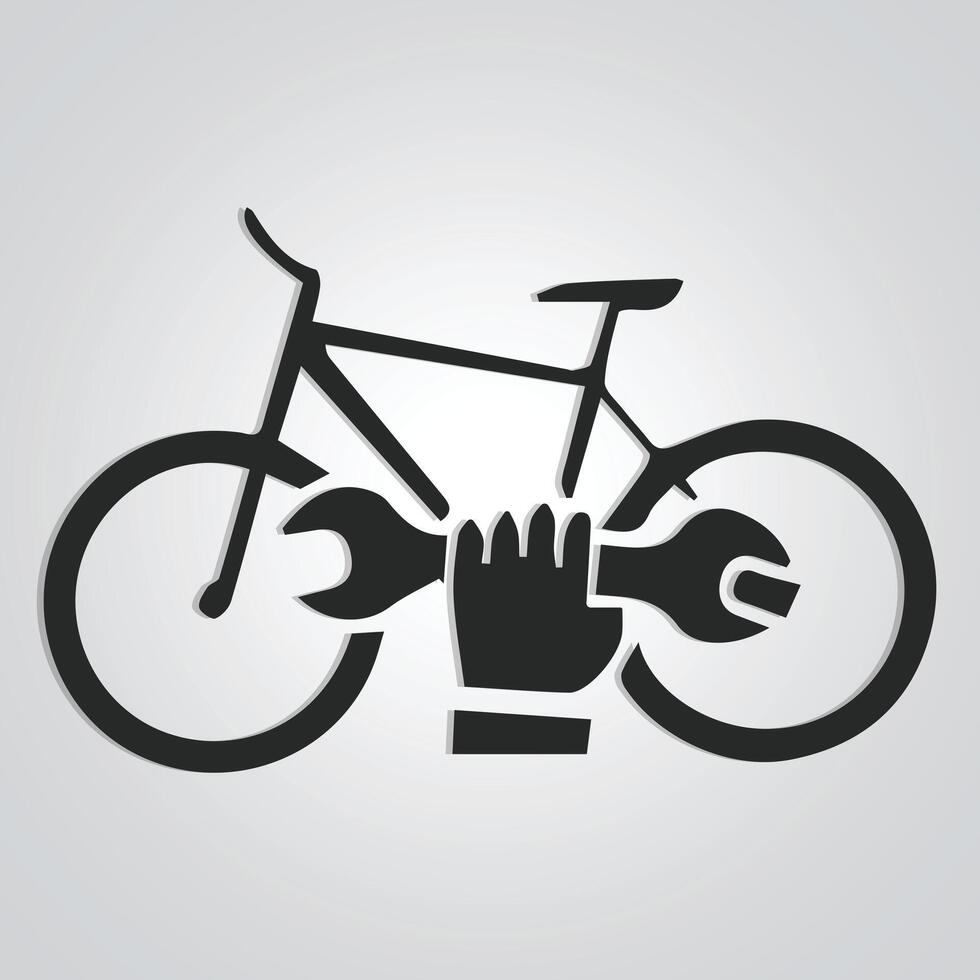 Fahrrad Reparatur einzigartig Symbol auf Silber Hintergrund. Vektor Illustration