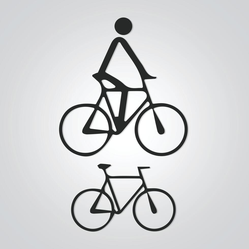 cykel män unik ikon och cykel logotyp på silver- bakgrund. vektor illustration