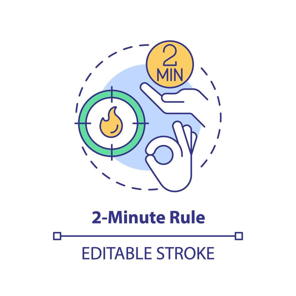 2 minut regel mång Färg begrepp ikon. uppgift förvaltning. runda form linje illustration. abstrakt aning. grafisk design. lätt till använda sig av i infografik, PR material, artikel, blog posta vektor