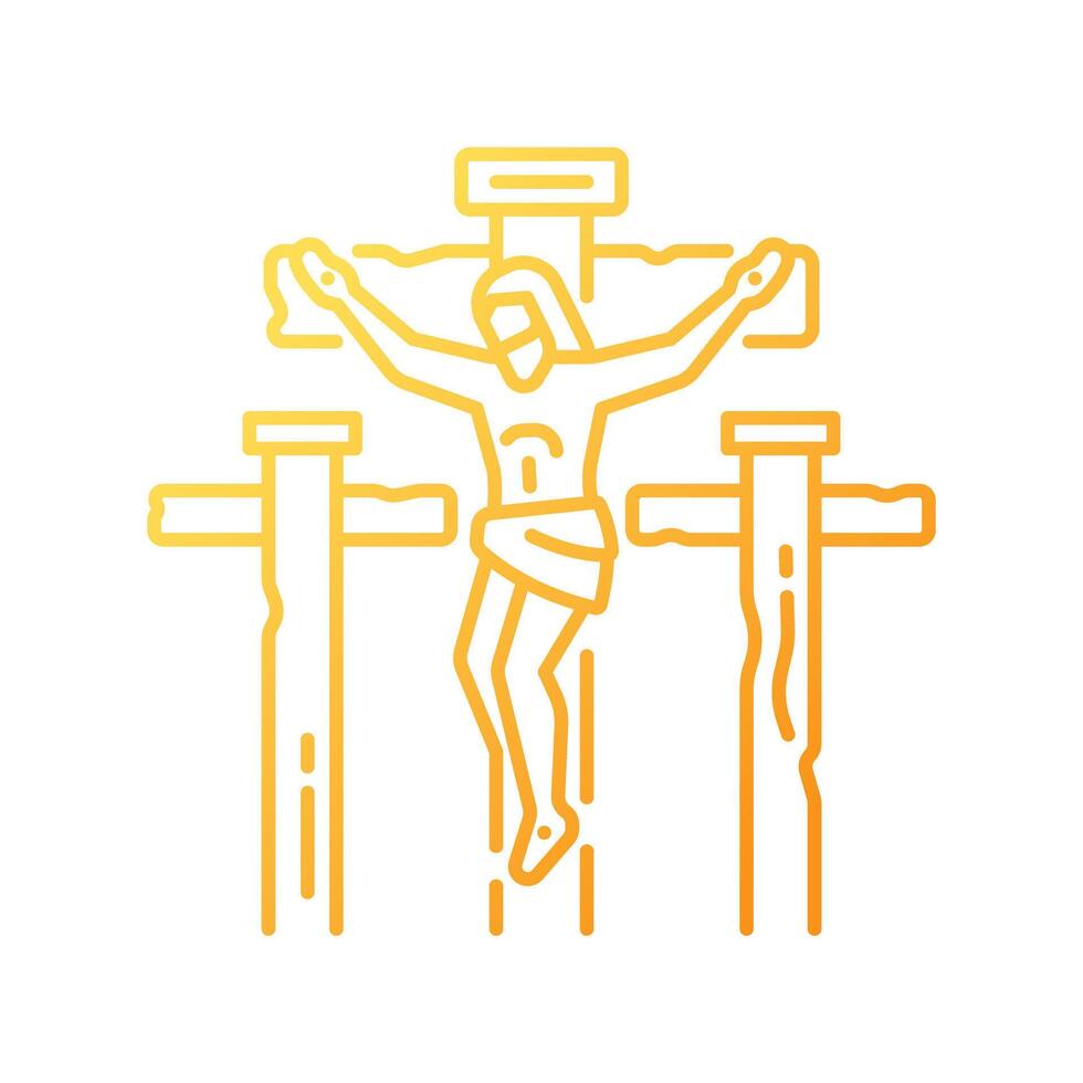 Kreuzigung von Jesus Gradient linear Vektor Symbol. Jesus Christus Sterben auf Kreuz. gut Freitag. Symbol von Glaube. dünn Linie Farbe Symbol. modern Stil Piktogramm. Vektor isoliert Gliederung Zeichnung