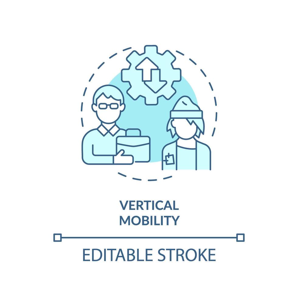 Vertikale Mobilität Sanft Blau Konzept Symbol. Verschiebung von niedriger Klasse zu Mitte Klasse. Werdegang und Sozial Leiter. runden gestalten Linie Illustration. abstrakt Idee. Grafik Design. einfach zu verwenden vektor