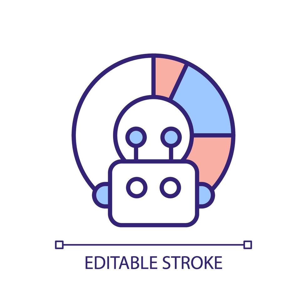 ai analys rgb Färg ikon. maskin inlärning. information bearbetning. statistisk analys. företag intelligens. isolerat vektor illustration. enkel fylld linje teckning. redigerbar stroke