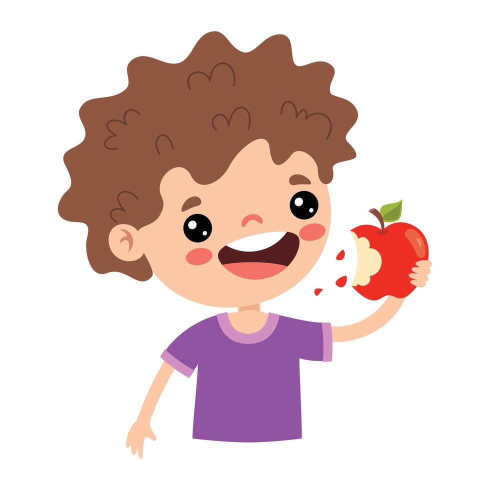 illustration av unge med äpple vektor