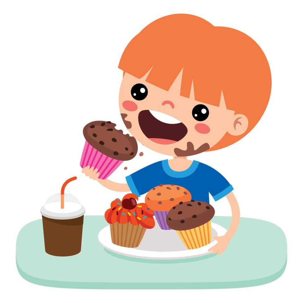 Illustration von Kind mit Muffin vektor