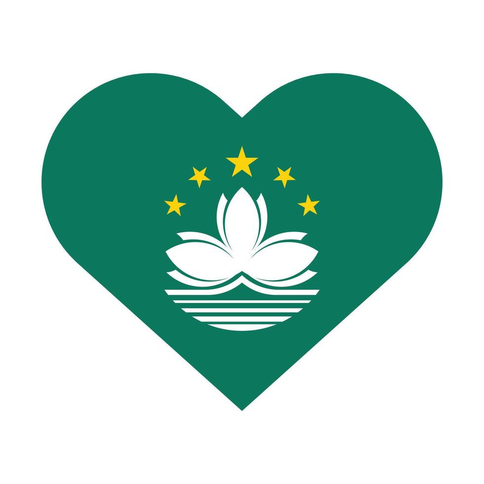 Macau National Flagge Vektor Symbol Design. Macau Flagge im Herz Design Form. Vektor Macau Flagge im Herz.