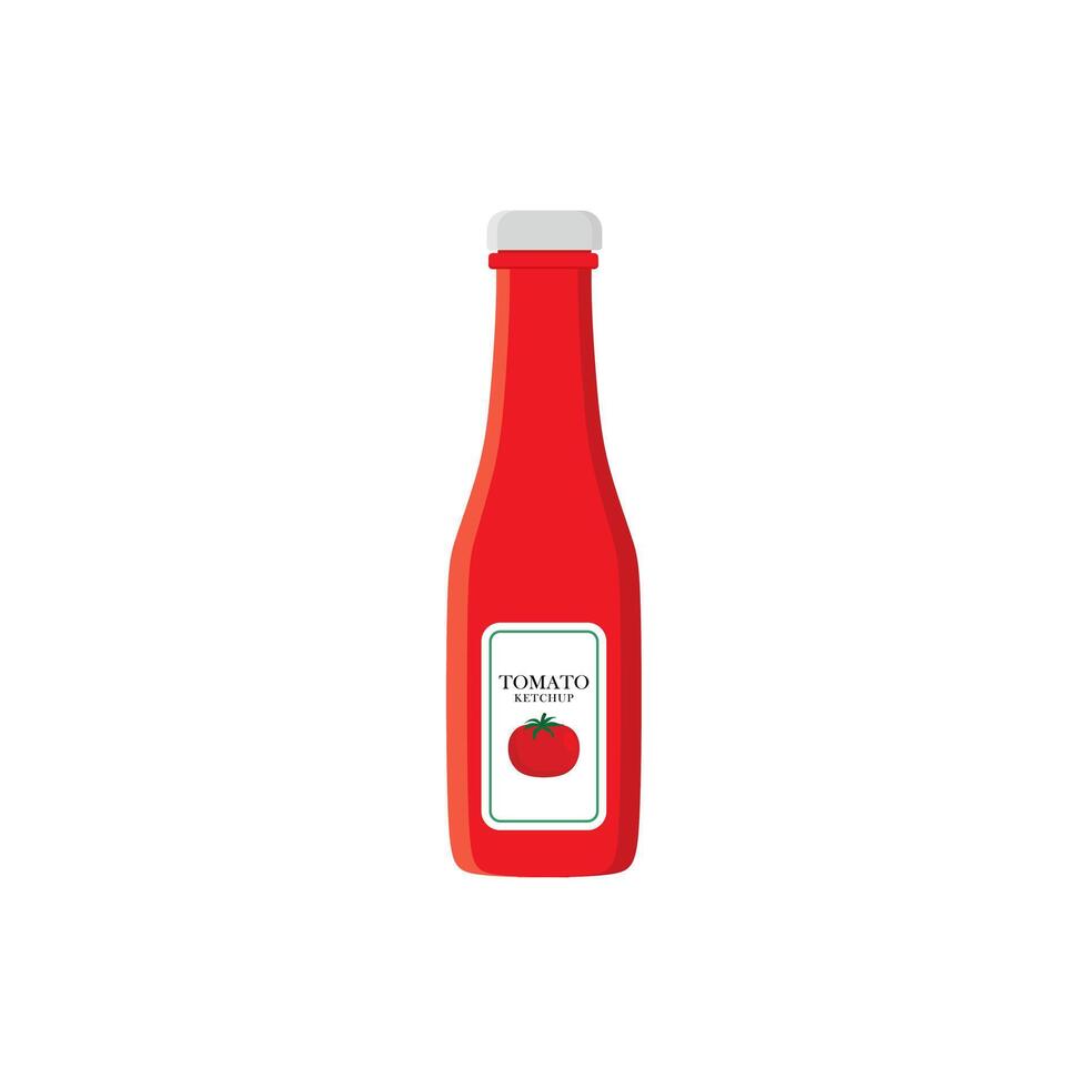 tomat ketchup platt design vektor illustration. flaska tomat röd sås friska organisk vegetarian naturlig vegetabiliska symbol vektor ikon. kök ketchup mat