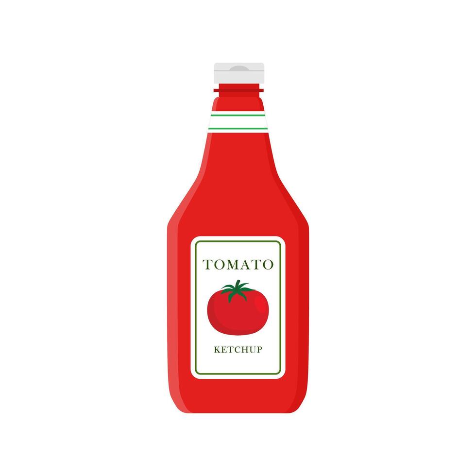 tomat ketchup platt design vektor illustration. flaska tomat röd sås friska organisk vegetarian naturlig vegetabiliska symbol vektor ikon. kök ketchup mat