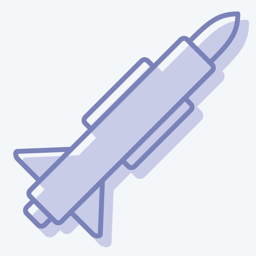 Symbol Rakete. verbunden zu Militär- und Heer Symbol. zwei Ton Stil. einfach Design Illustration vektor