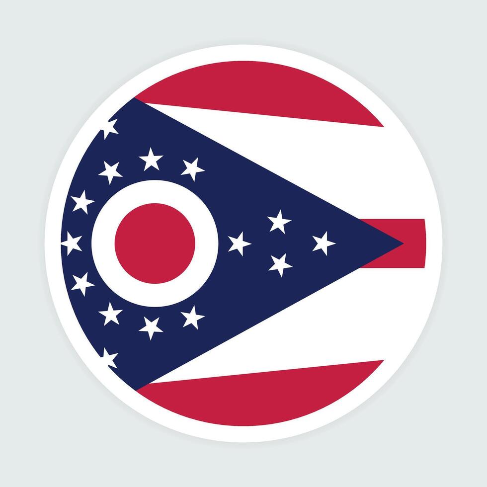 Ohio Zustand Flagge Vektor Symbol Design. Ohio Zustand Kreis Flagge. runden von Ohio Flagge.