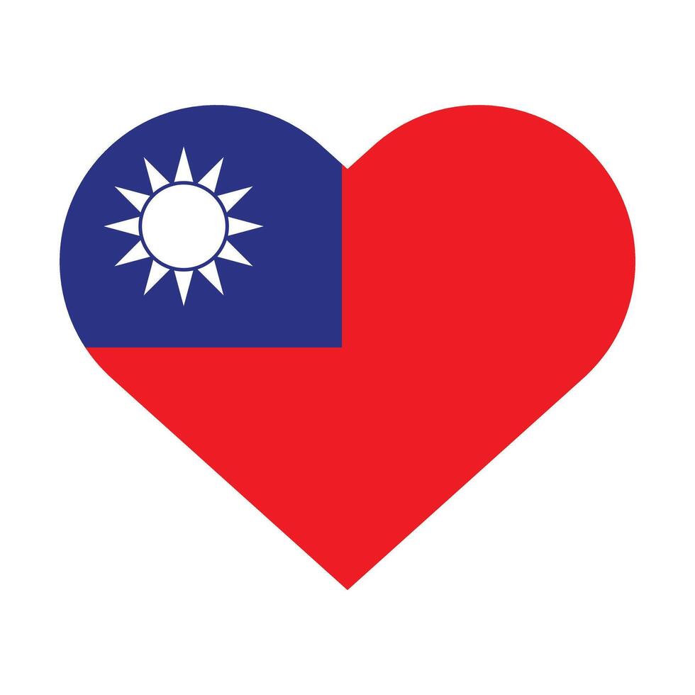 Taiwan National Flagge Vektor Symbol Design. Taiwan Flagge im Herz Design Form. Vektor Taiwan Flagge im Herz.