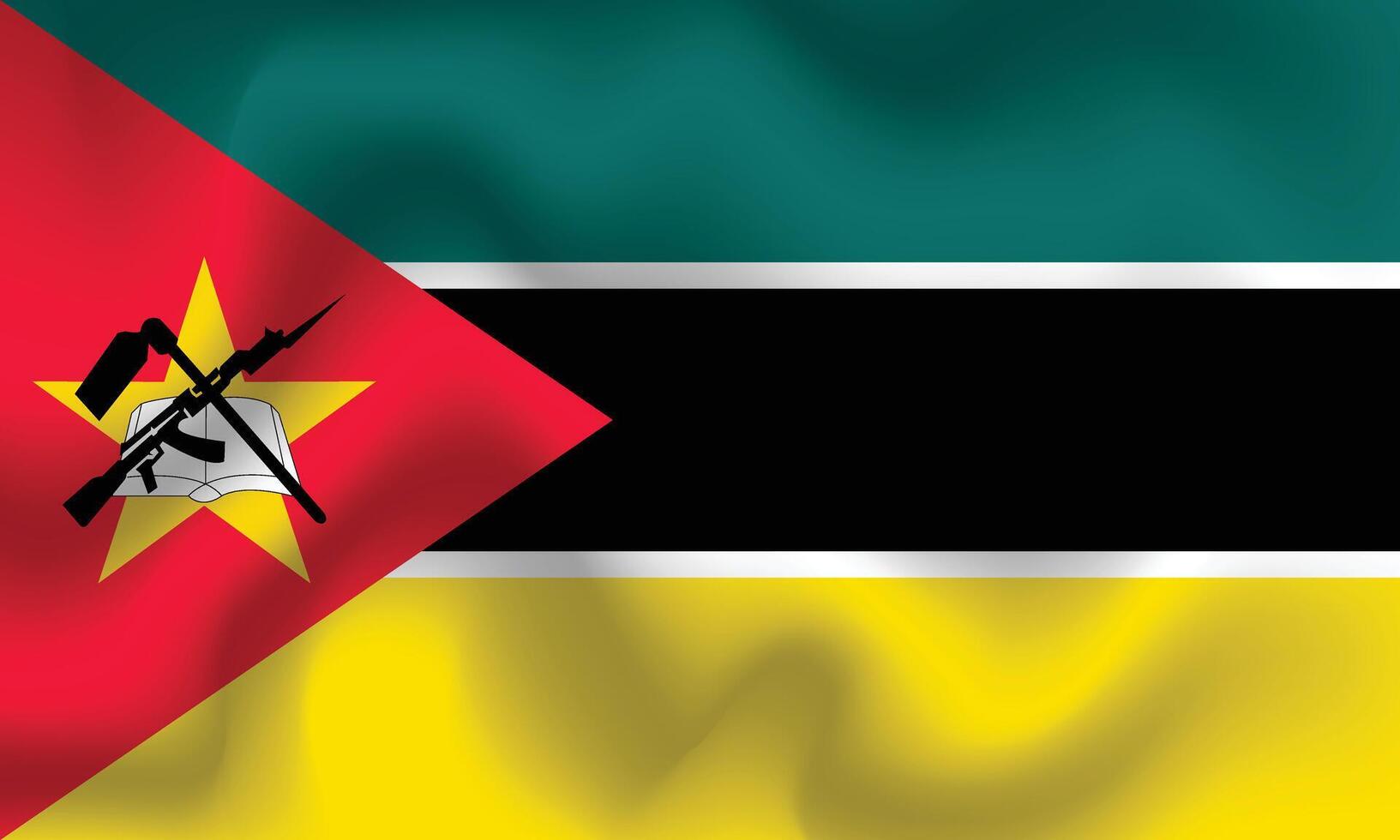 eben Illustration von Mozambique National Flagge. Mozambique Flagge Design. Mozambique Welle Flagge. vektor