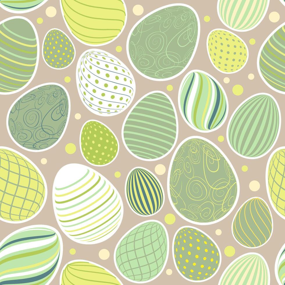 Ostern Eier mit nahtlos Ornament Muster. Vektor Linie Muster mit Ostern Eier auf das Beige Hintergrund. Konzept von glücklich Ostern.