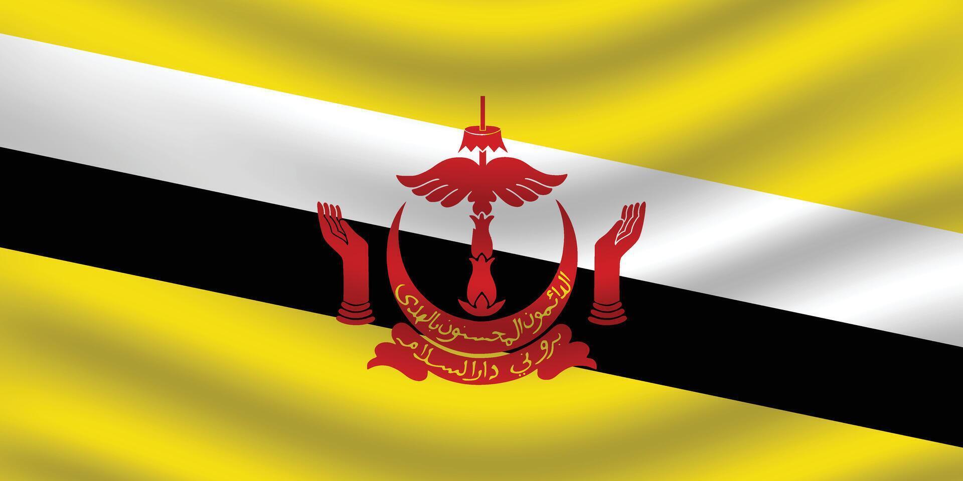 eben Illustration von das brunei Flagge. brunei National Flagge Design. brunei Welle Flagge. vektor