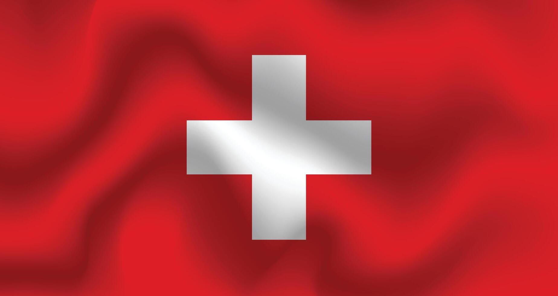 eben Illustration von Schweiz Flagge. Schweiz National Flagge Design. Schweiz Welle Flagge. vektor