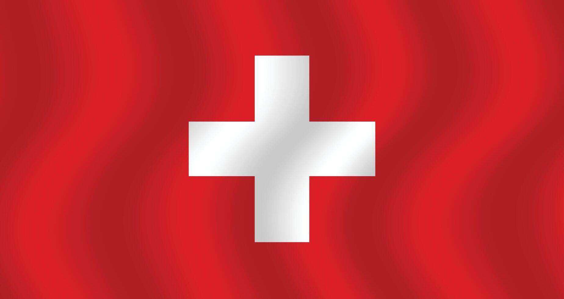 eben Illustration von Schweiz Flagge. Schweiz National Flagge Design. Schweiz Welle Flagge. vektor