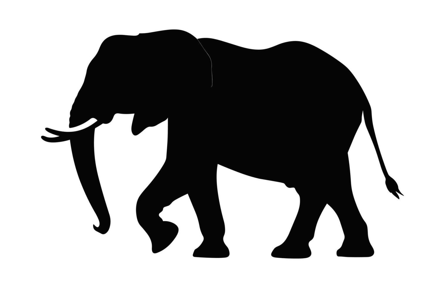 elefant silhuett vektor isolerat på en vit bakgrund, afrikansk elefant svart ClipArt