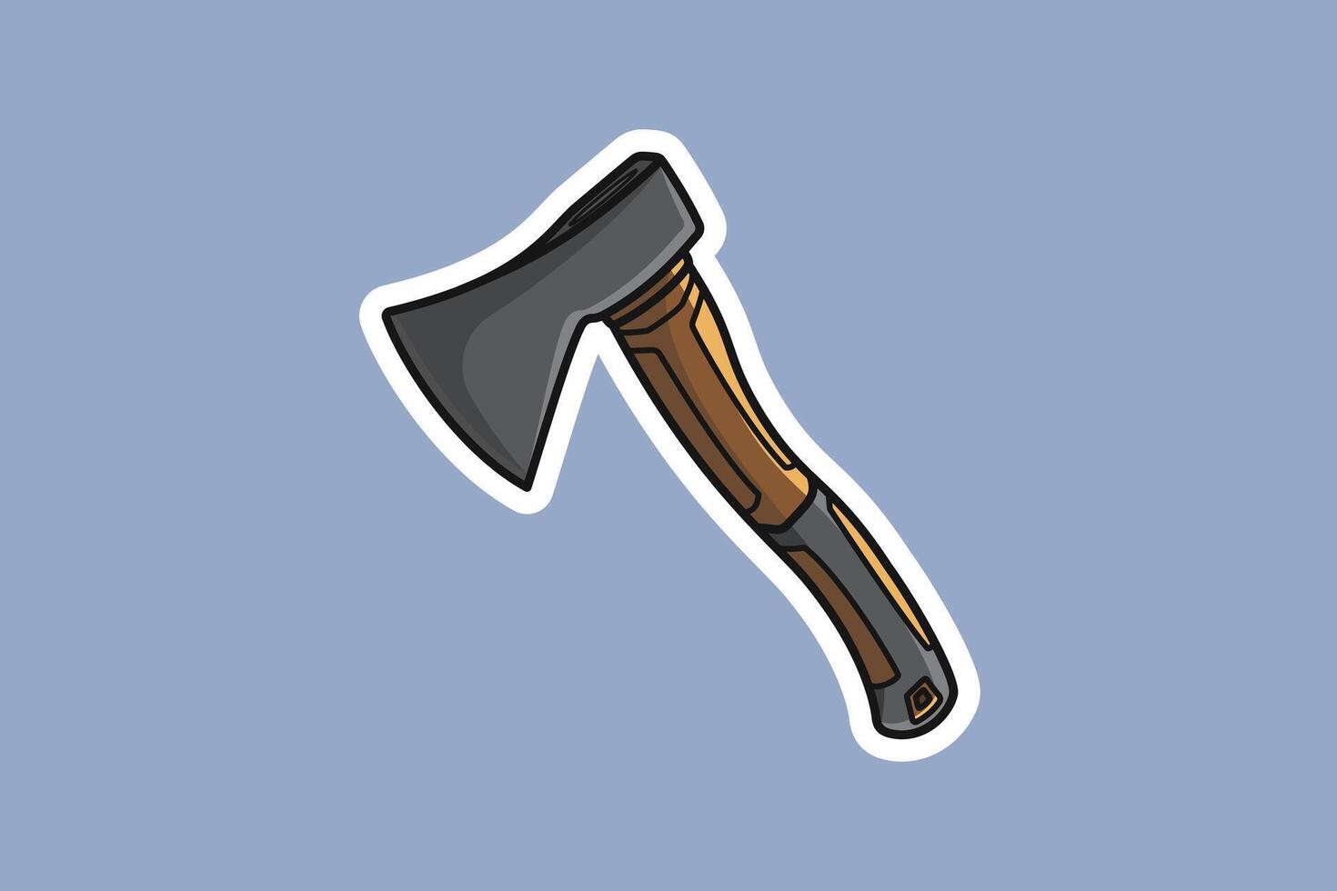 Axt Hammer Aufkleber Vektor Illustration. Konstruktion Arbeiten Werkzeuge Objekt Symbol Konzept. Baum Holz Schneiden Axt Hammer Aufkleber Vektor Design mit Schatten.