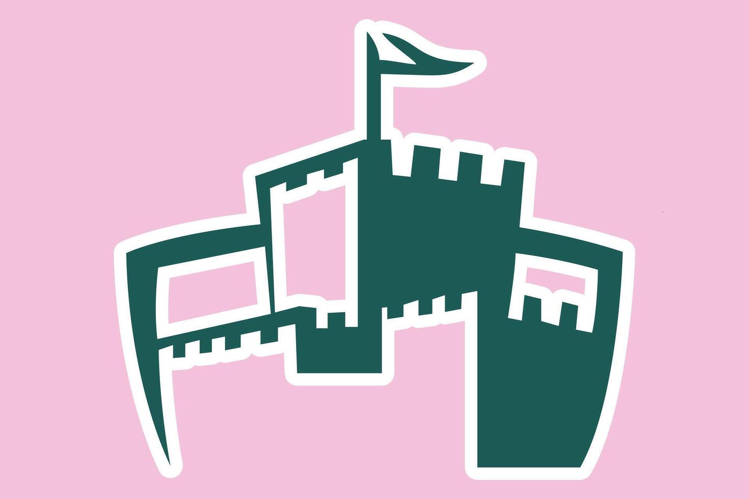 Schloss Aufkleber Logo Design Konzept Vektor. Schloss Turm Aufkleber Logo Vorlage Vektor. vektor