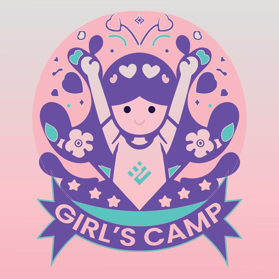 unik logotyp design för flickor läger vektor