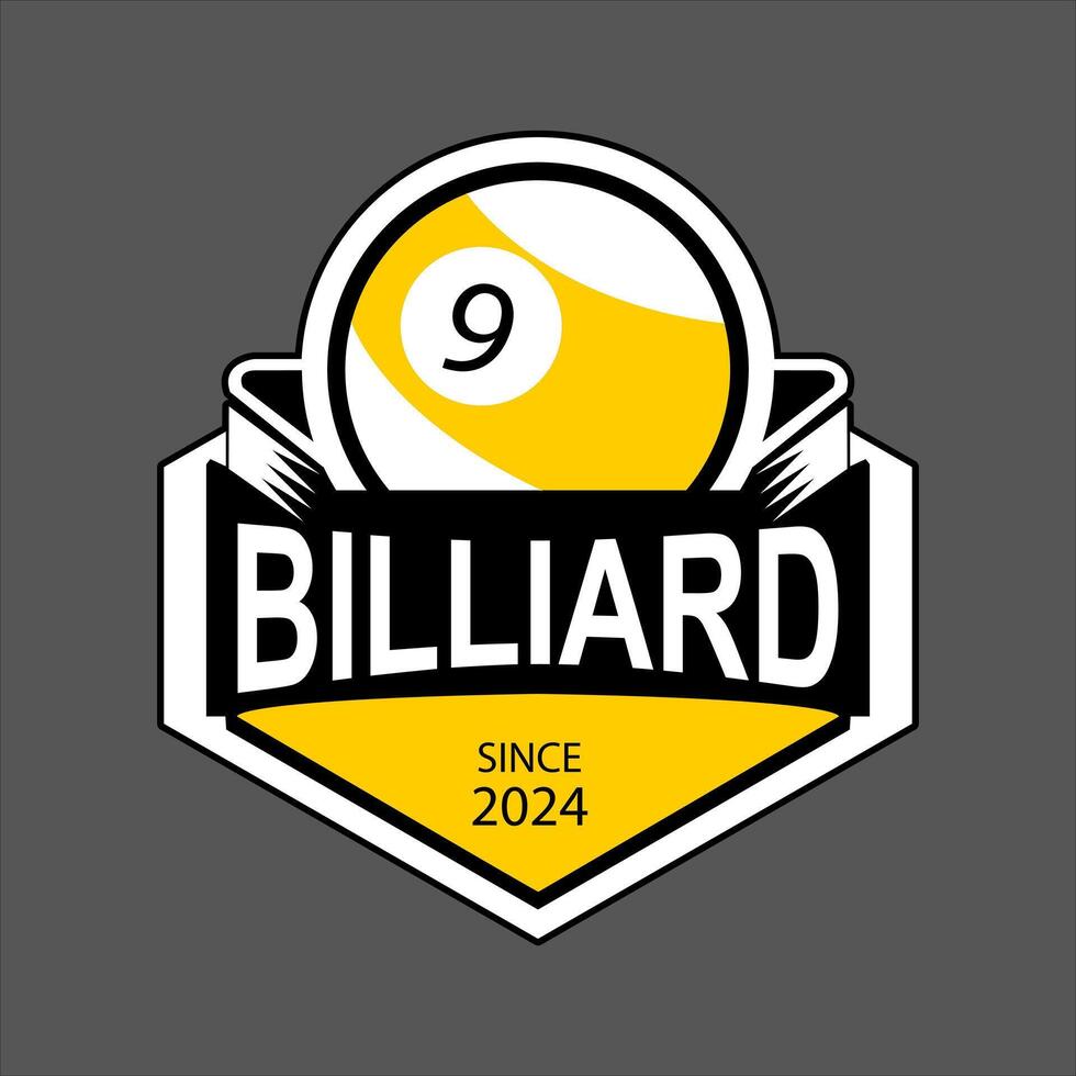 biljard boll sport logotyp siffra nio i gul vektor