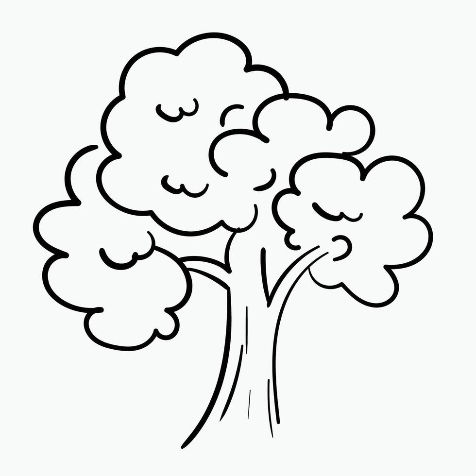 träd vektor illustration i svart och vit skiss hand dragen stil