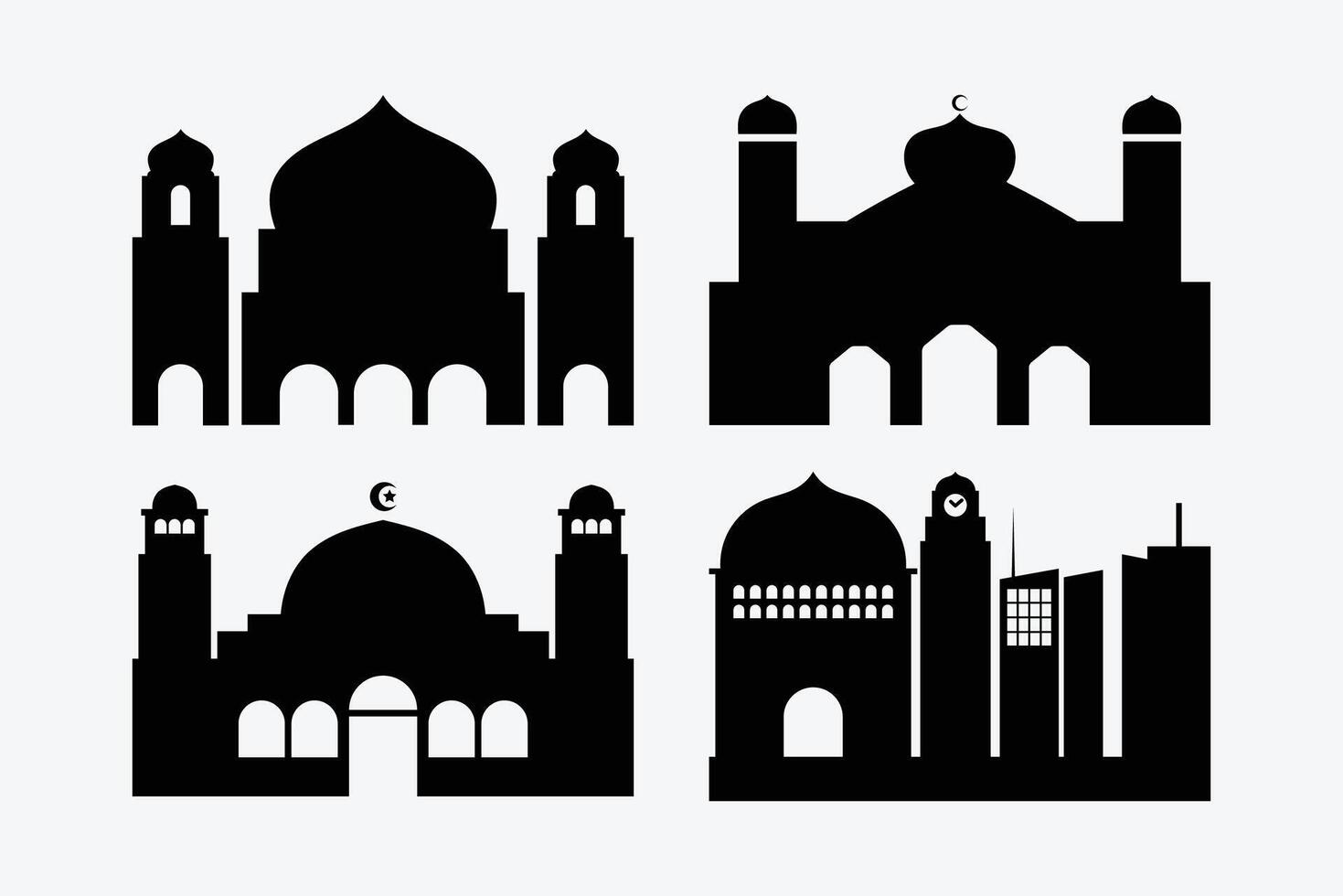 Silhouetten von Moscheen mit einfach Einzelheiten zum Hintergründe und andere Grafik Bedürfnisse mit ein islamisch Thema vektor